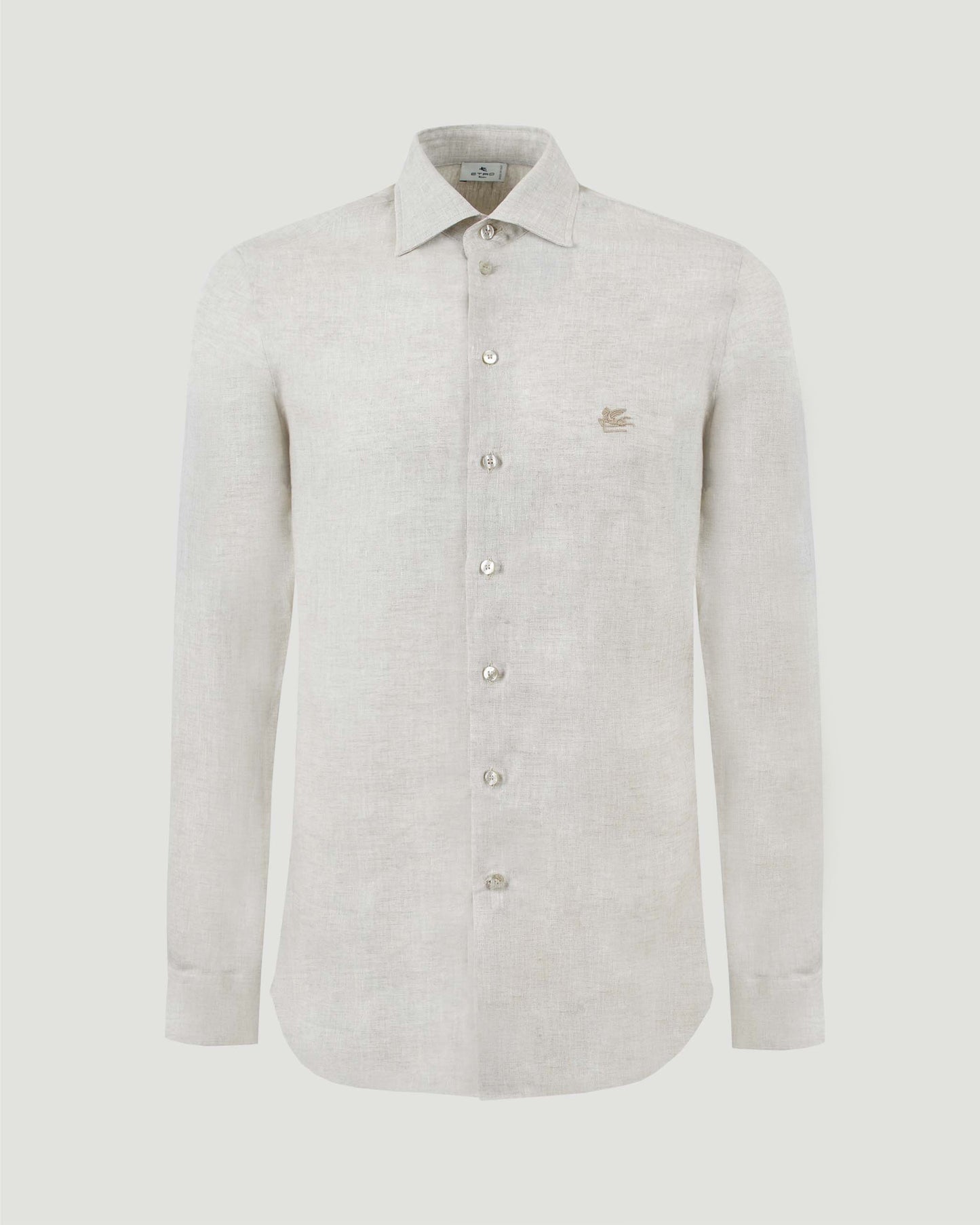 Pegaso logo linen shirt in beige