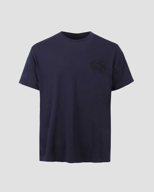T-SHIRT WITH PEGASO EMBROIDERY IN NAVY