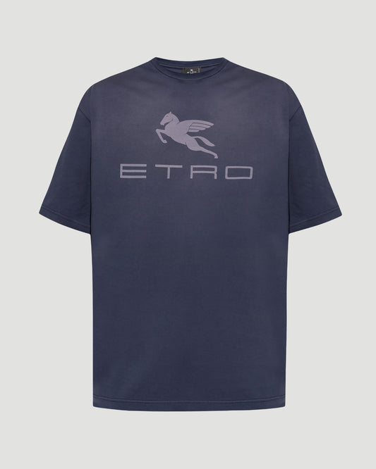 Navy T-Shirt With Printed Logo