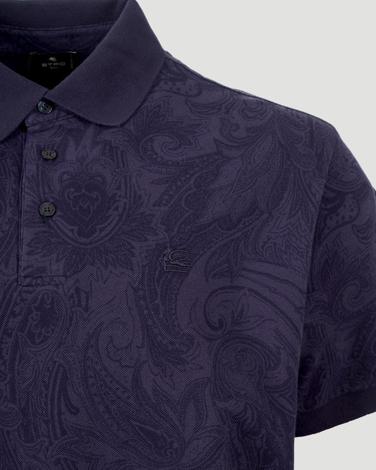 PAISLEY JACQUARD POLO SHIRT IN NAVY