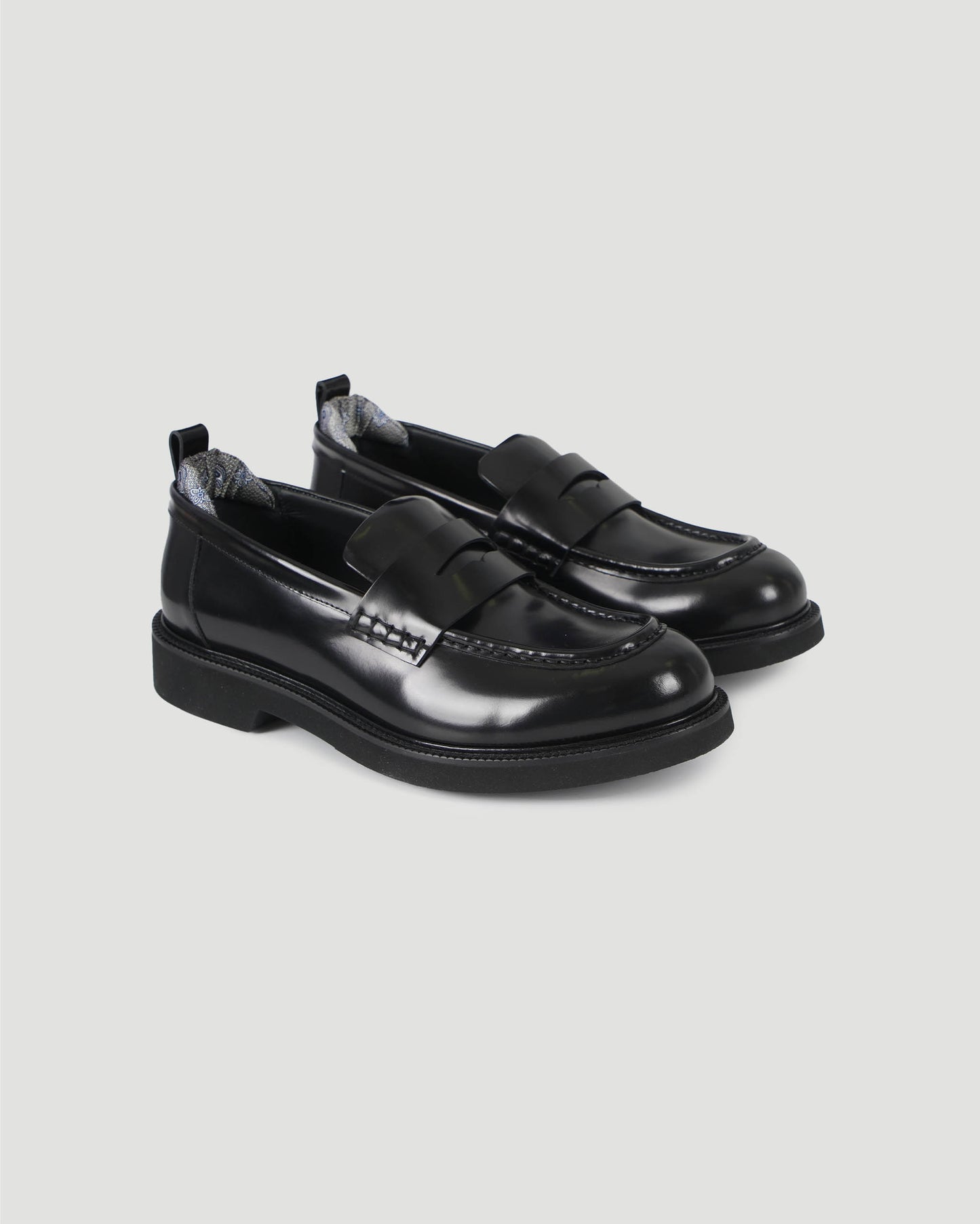 Leather Penny Loafers With Paisley Print