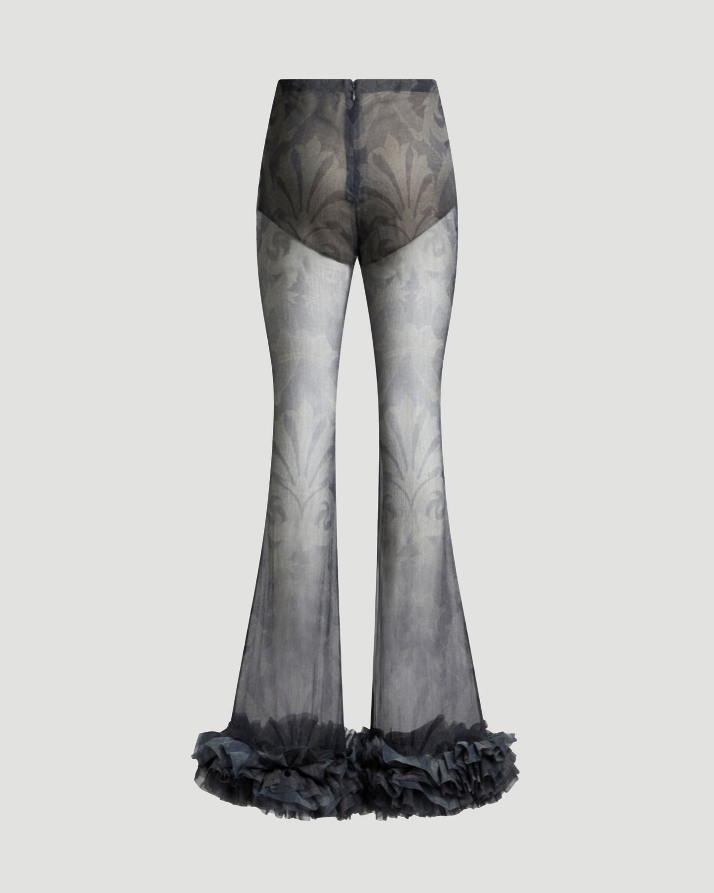 PRINTED SILK TROUSERS WITH RUCHING