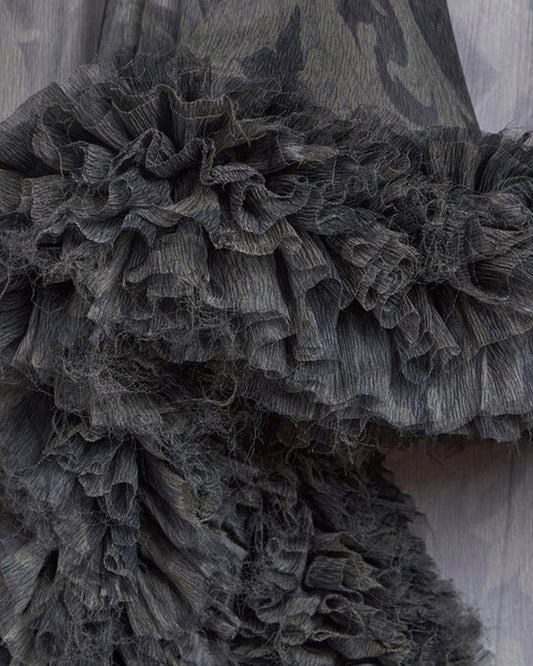 PRINTED SILK SKIRT WITH RUCHING