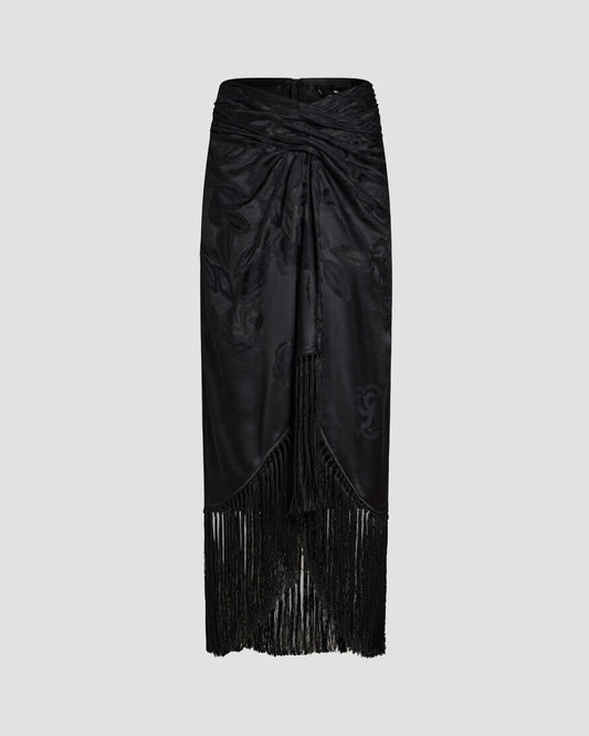 JACQUARD SKIRT WITH FRINGE DETAILS