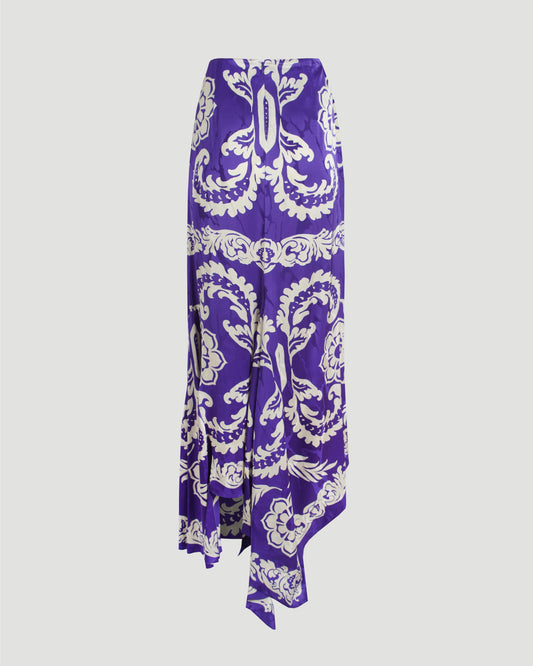 ASYMMETRIC SKIRT WITH STENCIL FLORAL PRINT