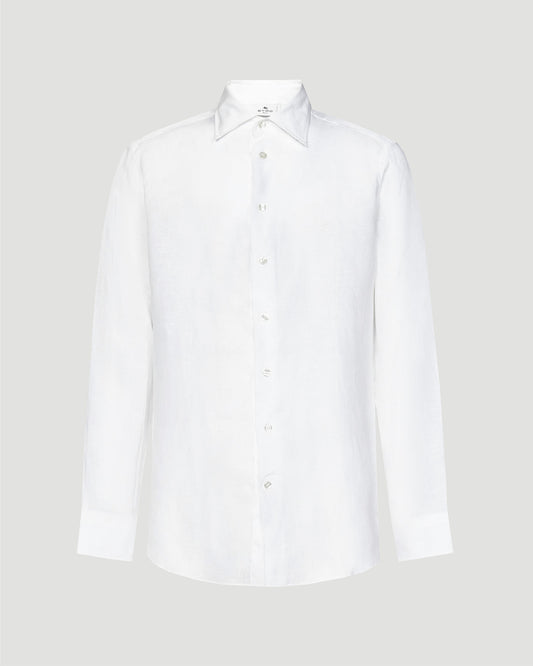 Pegaso Logo Linen Shirt in White