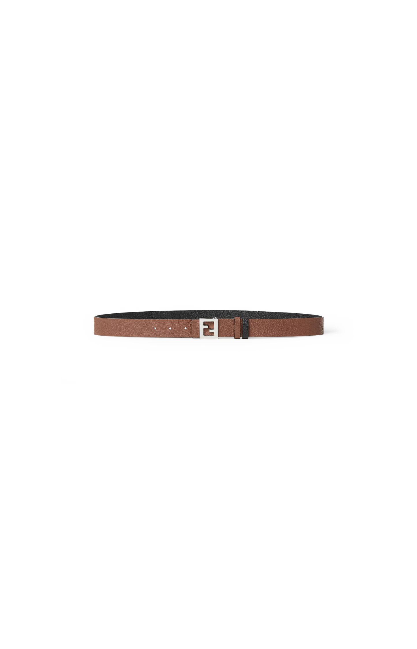 FF Reversible Belt in Black and Dark Brown Leather