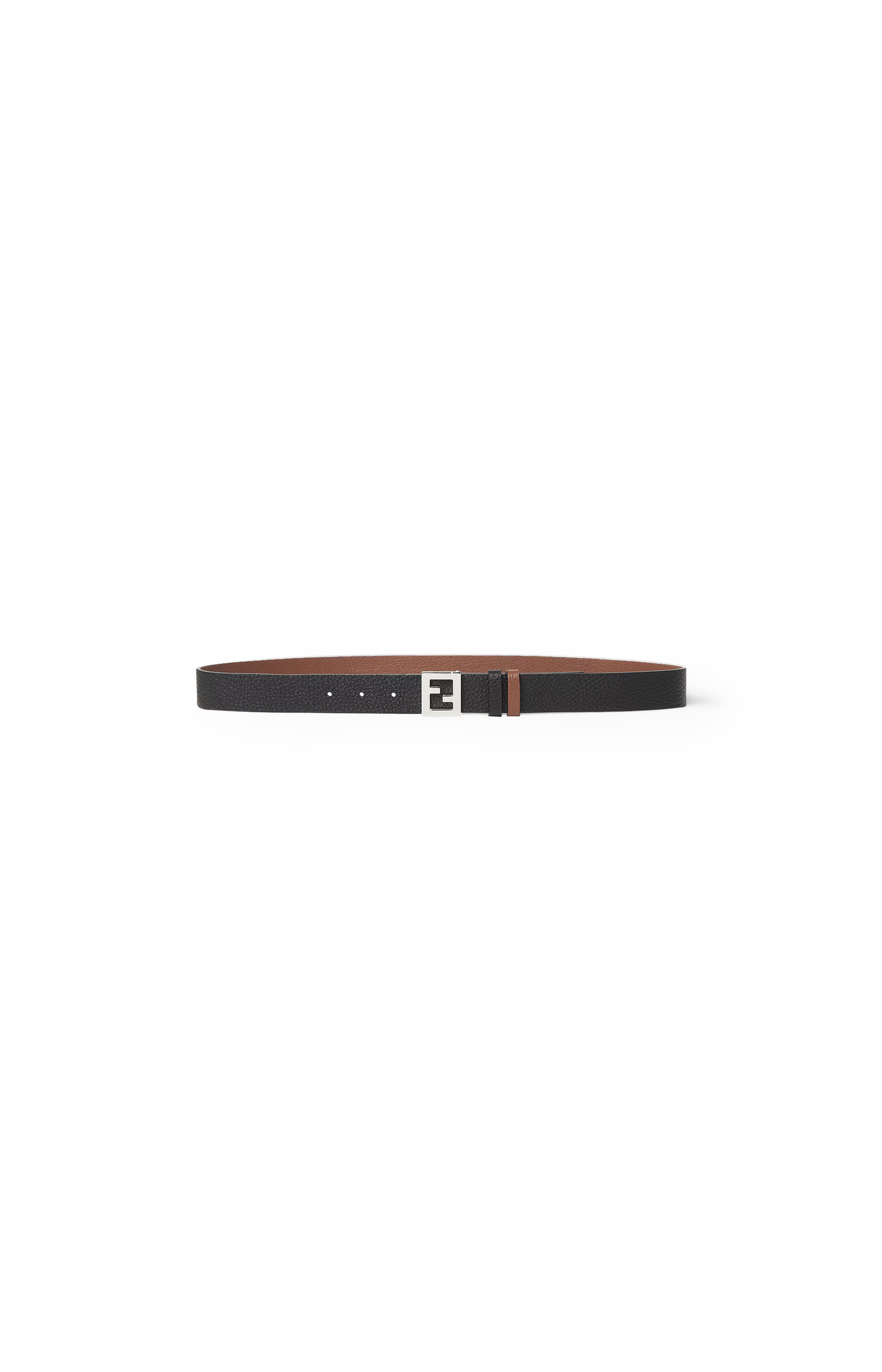 FF Reversible Belt in Black and Dark Brown Leather