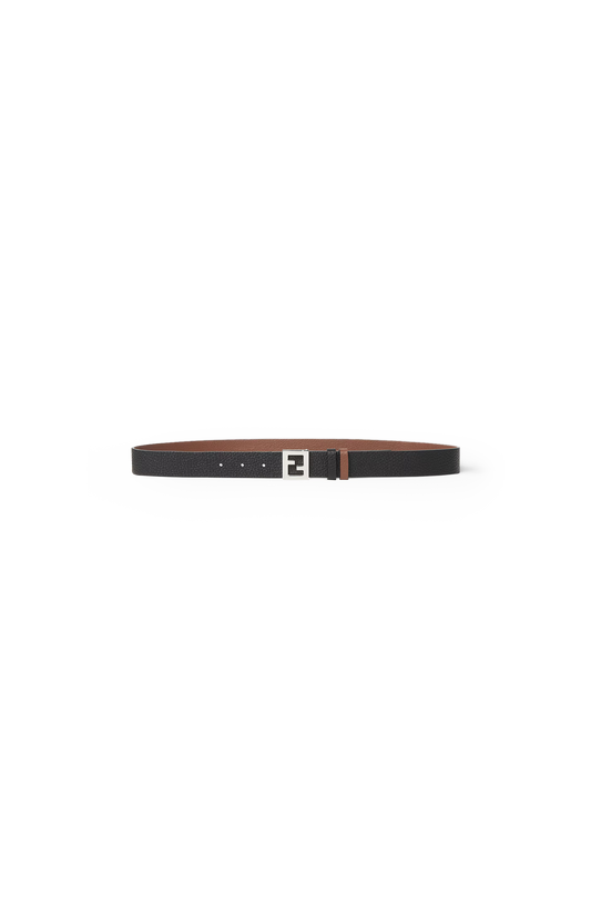 FF Reversible Belt in Black and Dark Brown Leather