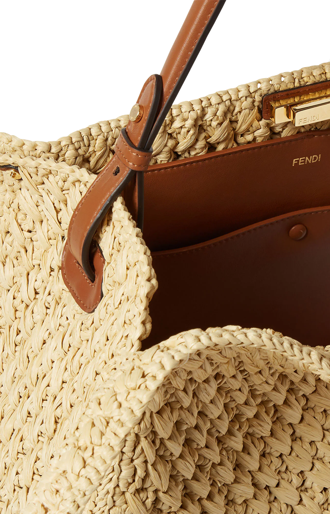 Way Large Woven Raffia-Effect Material Bag