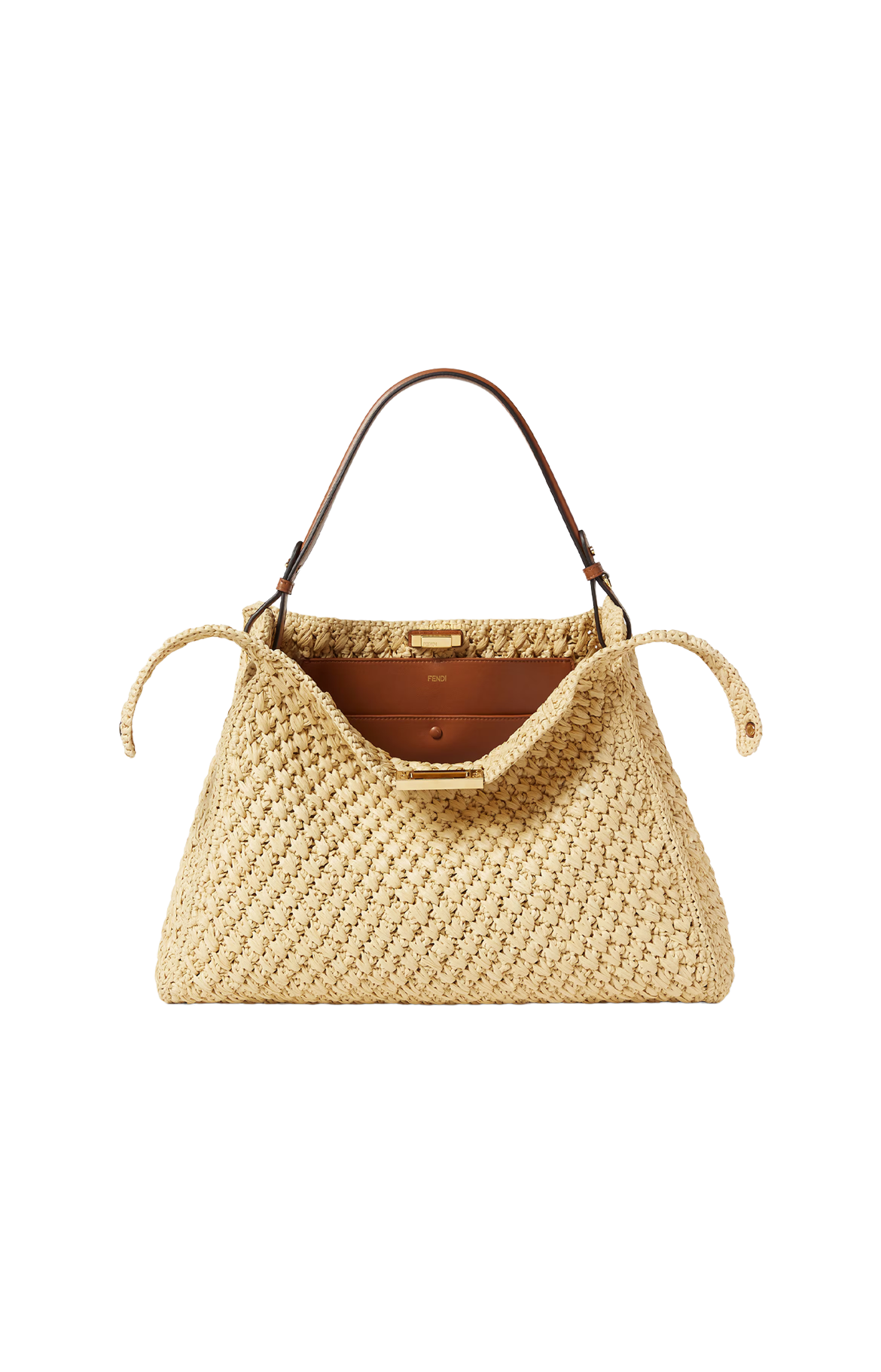 Way Large Woven Raffia-Effect Material Bag