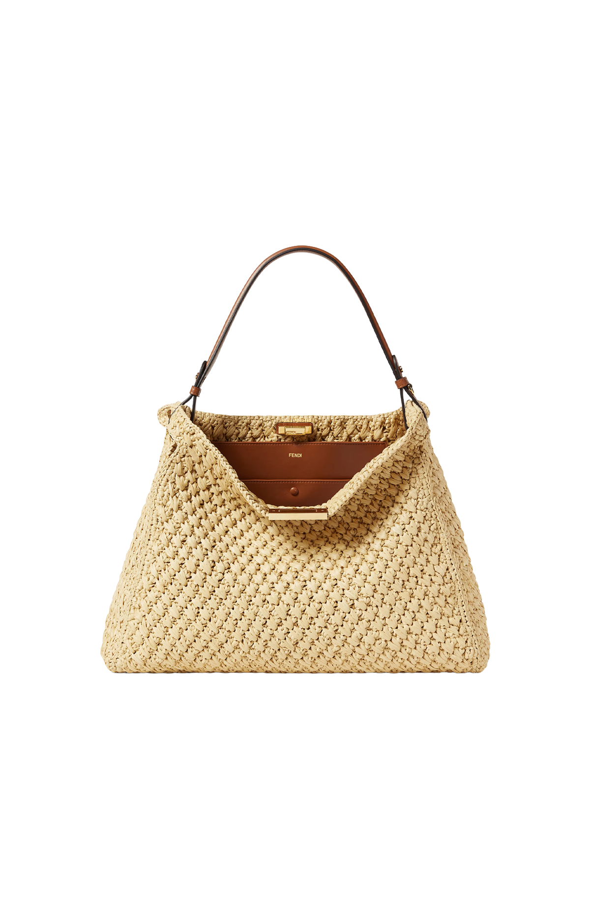Way Large Woven Raffia-Effect Material Bag