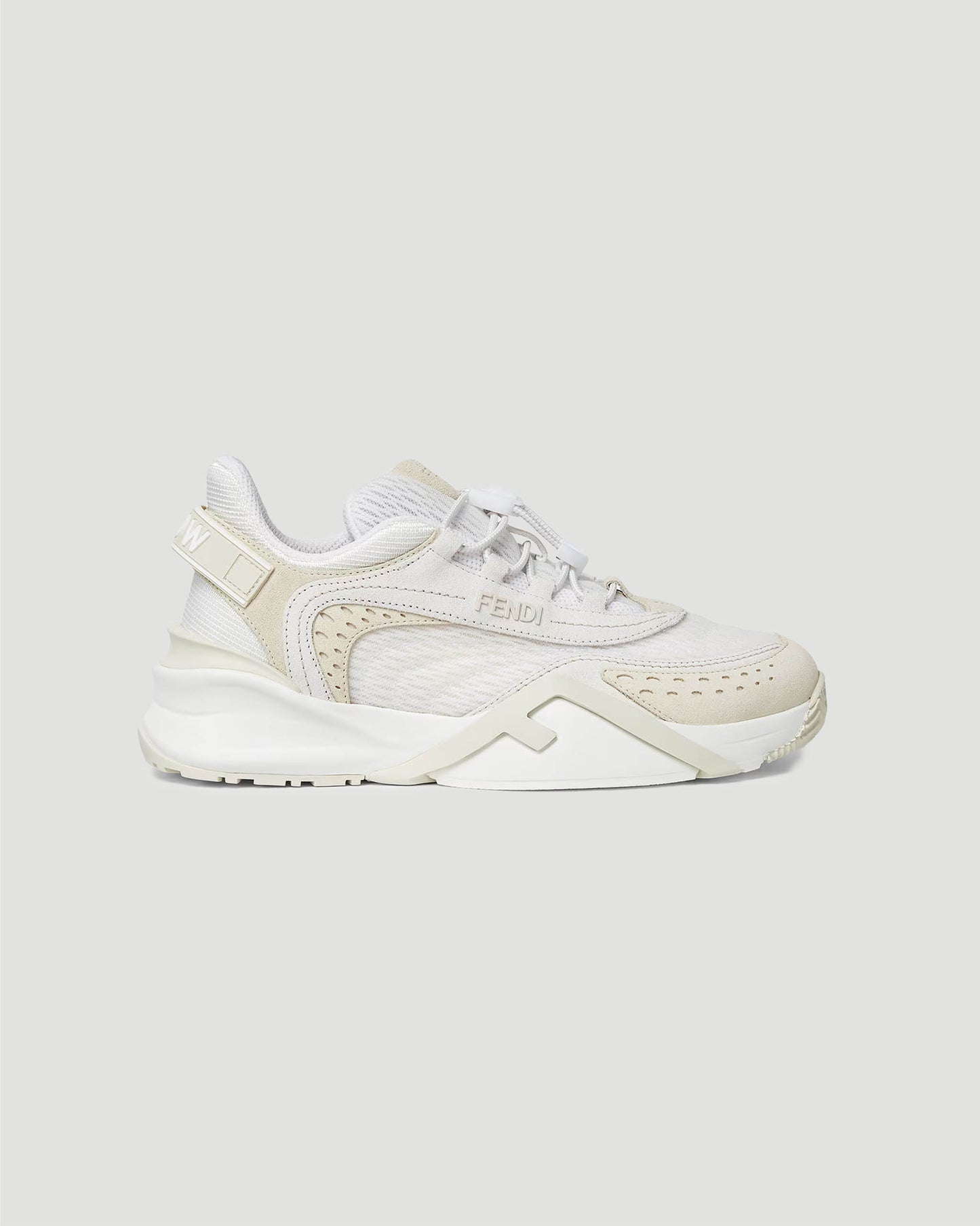Fendi Flow Sneakers in White Mesh and Suede