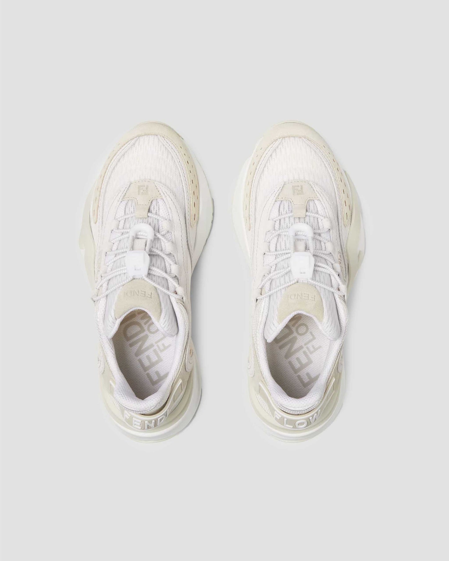 Fendi Flow Sneakers in White Mesh and Suede