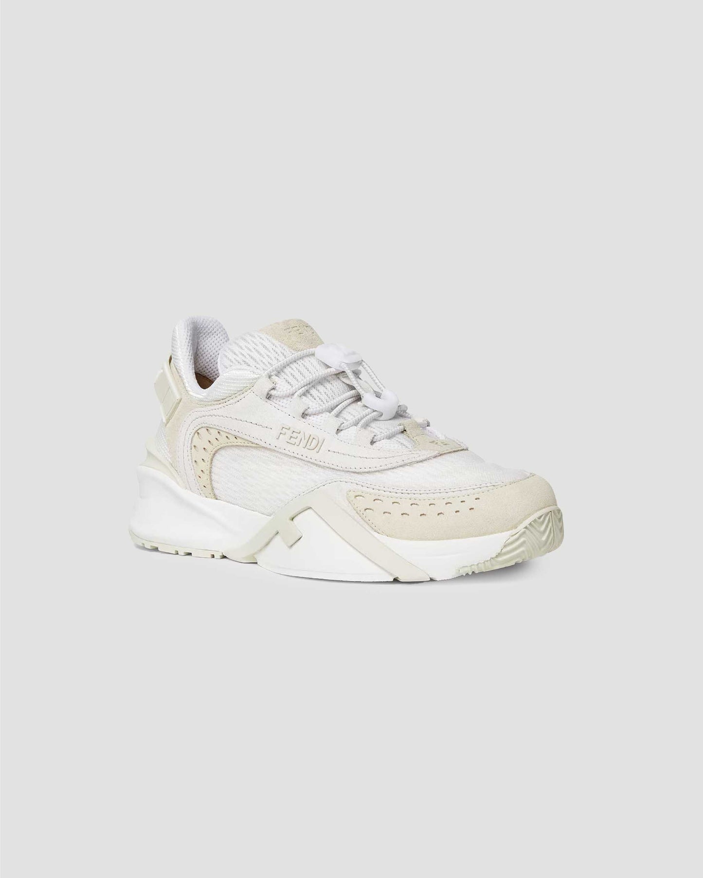 Fendi Flow Sneakers in White Mesh and Suede