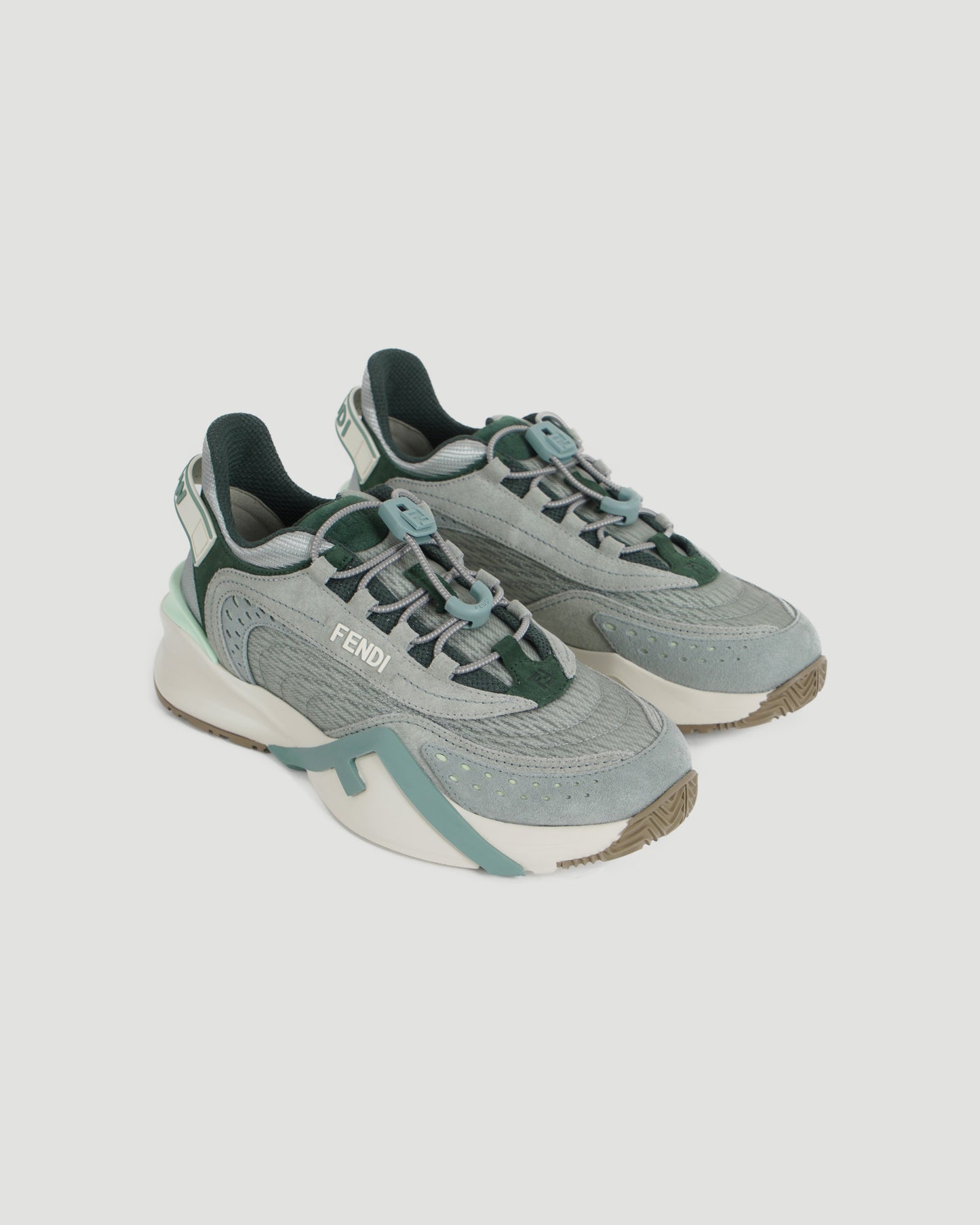 Fendi Flow Sneakers in Matcha Mesh and Suede