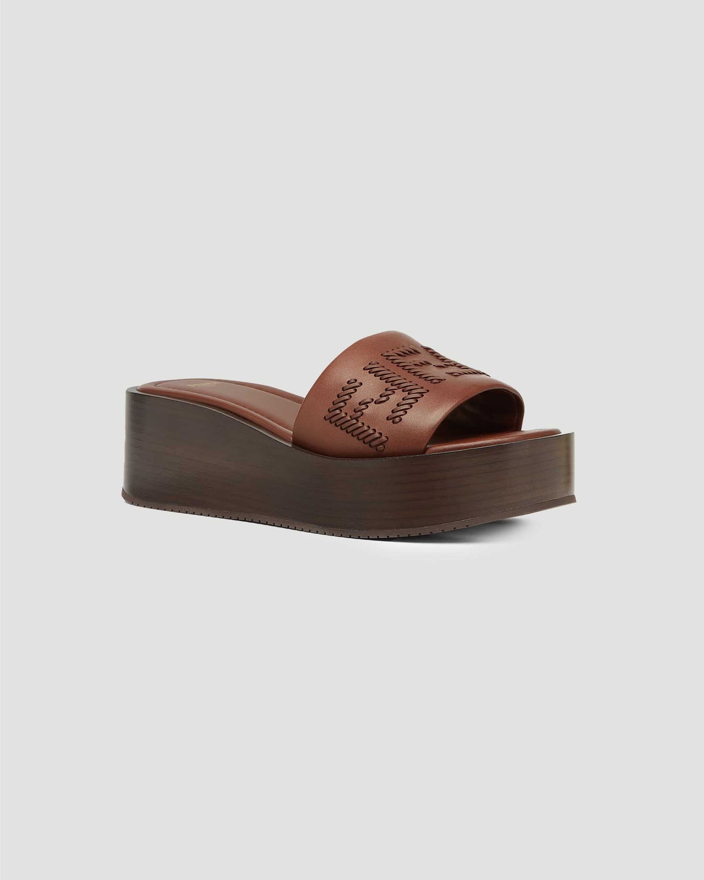 Fendi Sunshine Brown Leather Flatform Slides
