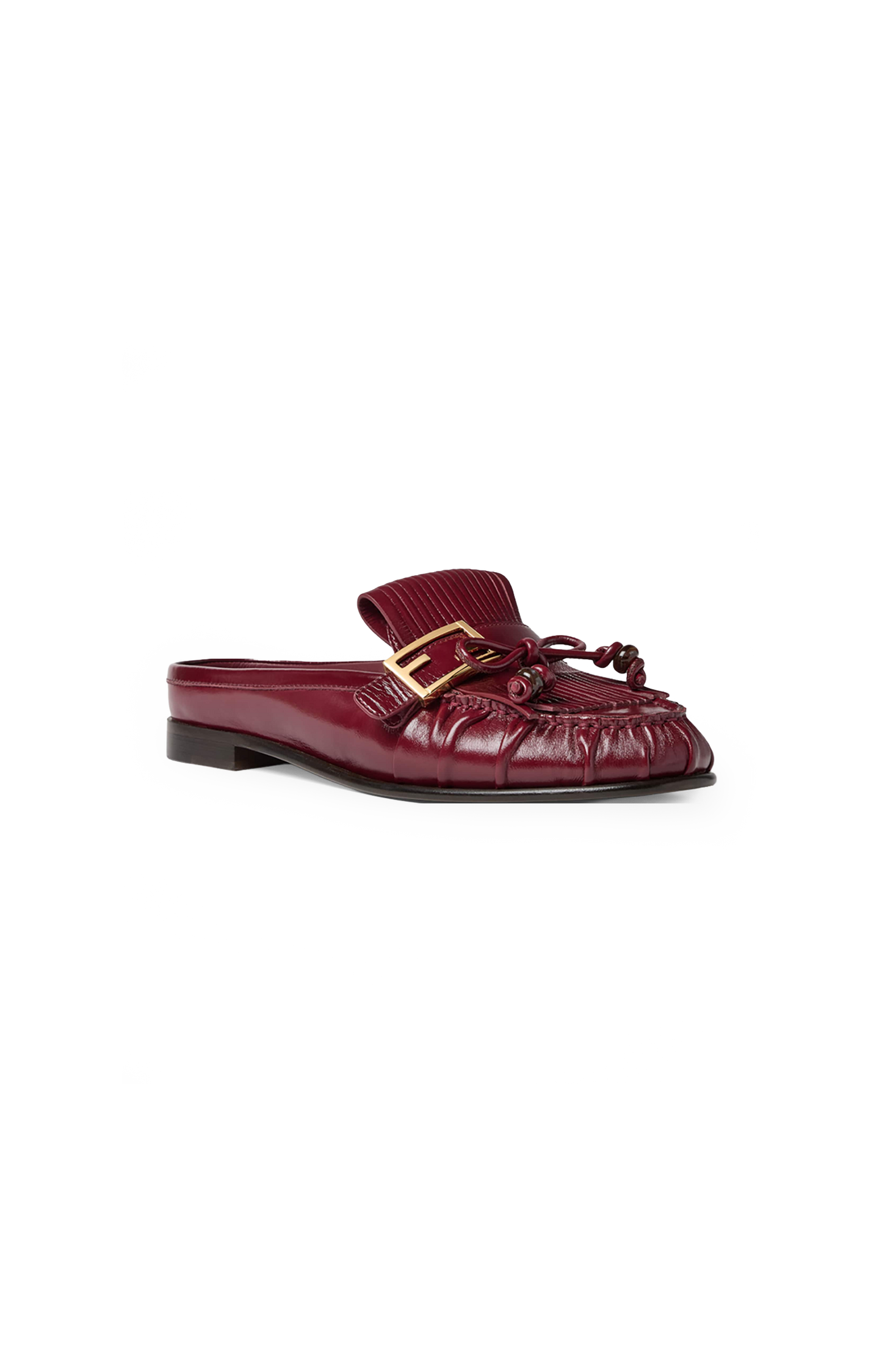 Baguette Leather Sabots in Burgundy