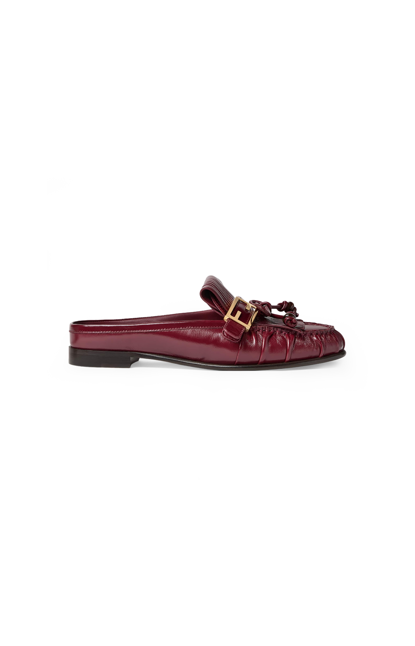 Baguette Leather Sabots in Burgundy