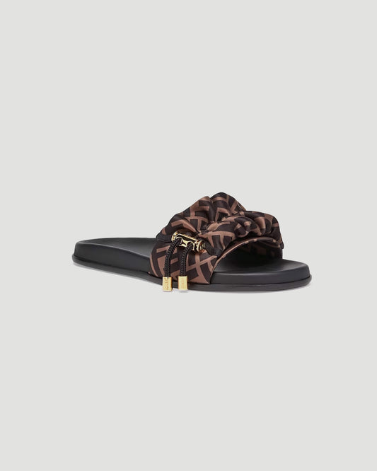 Fendi SATIN SLIDES IN BROWN — product photo 2