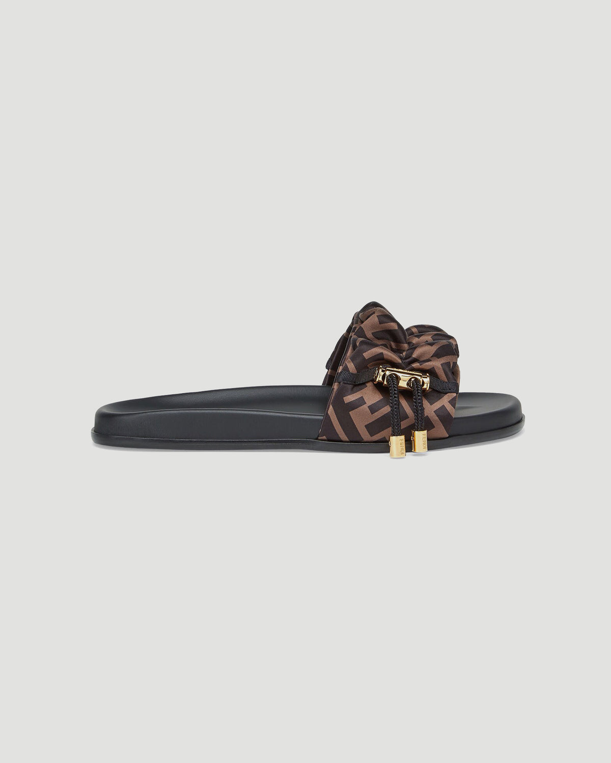 Fendi SATIN SLIDES IN BROWN — front view