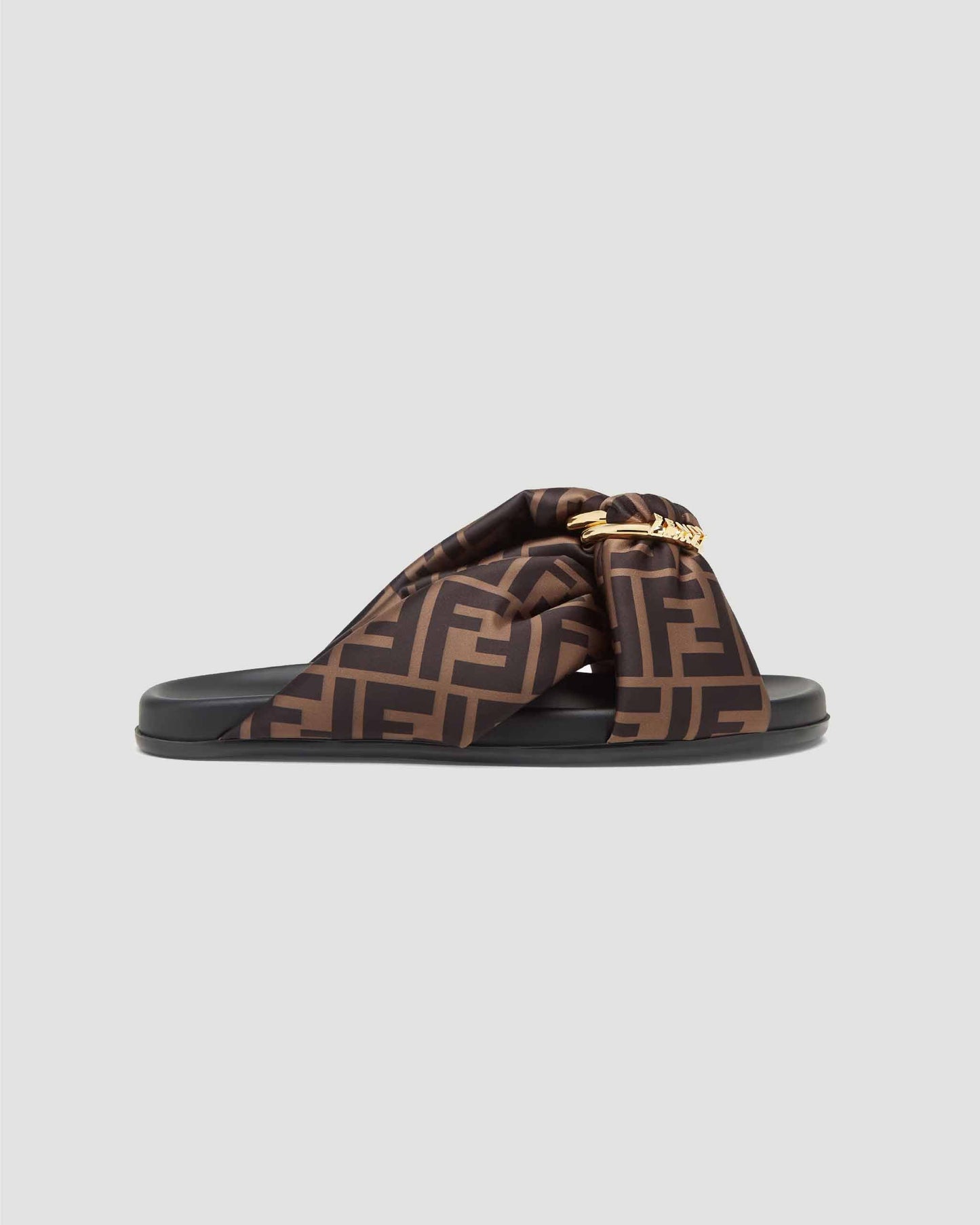 Fendi Feel Brown FF Satin Slides
