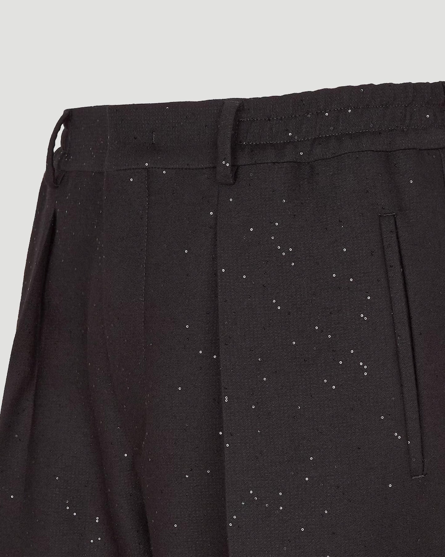 Black Wool And Sequin Trousers