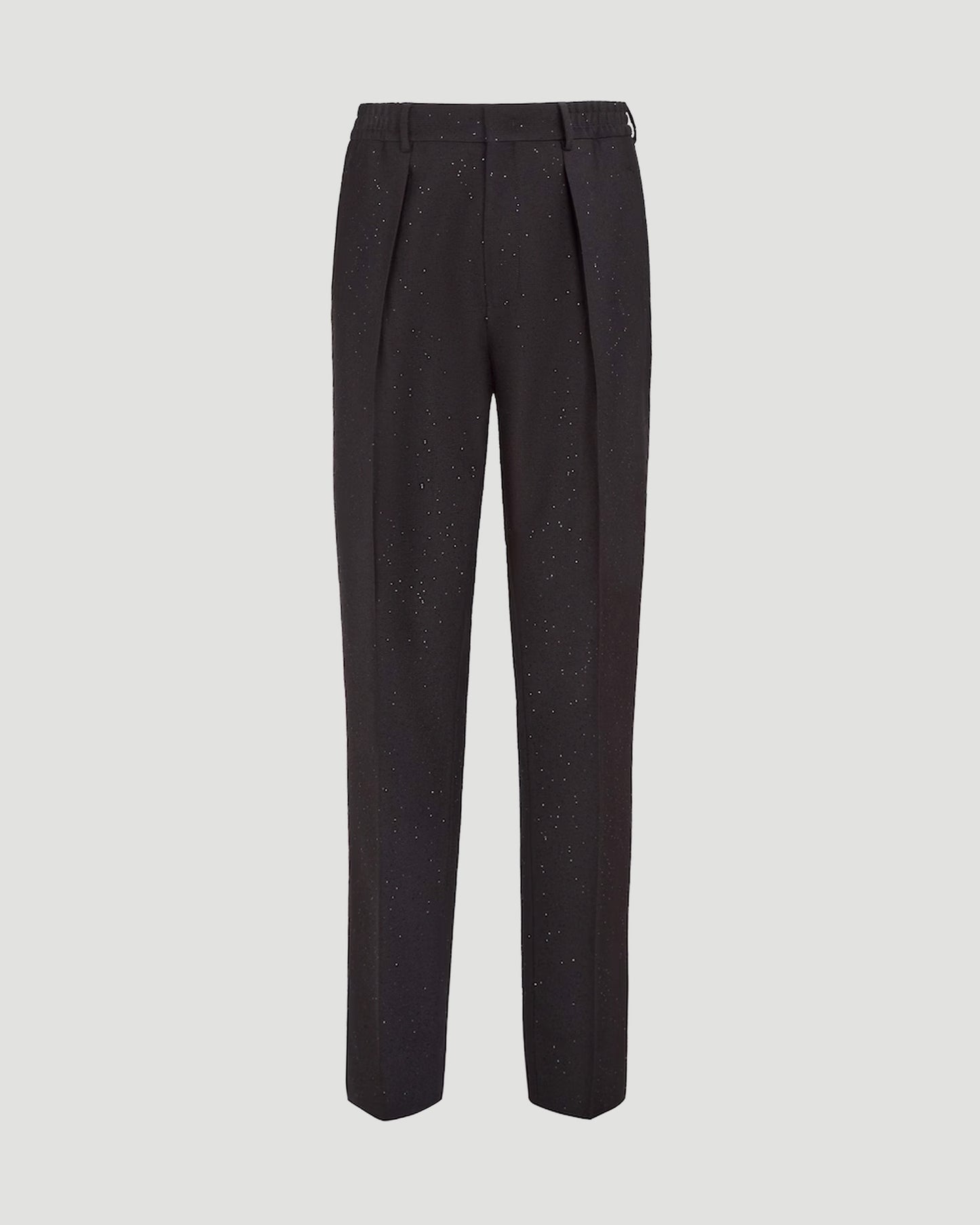 Black Wool And Sequin Trousers