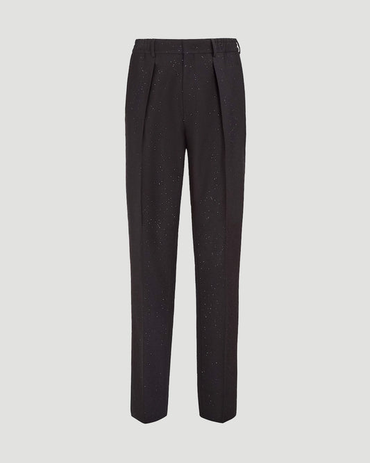 Black Wool And Sequin Trousers