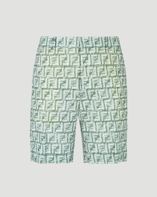 GREEN FF LINEN SHORTS