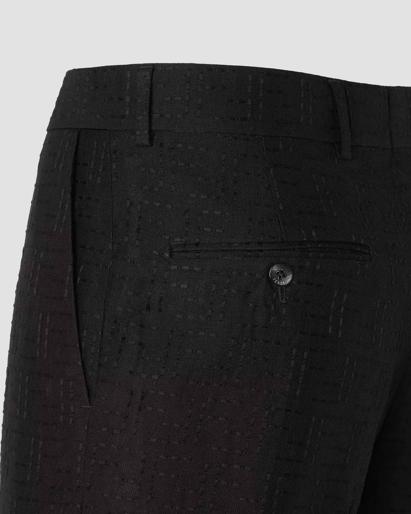 Linen Blend FF Jacquard Shorts in Black
