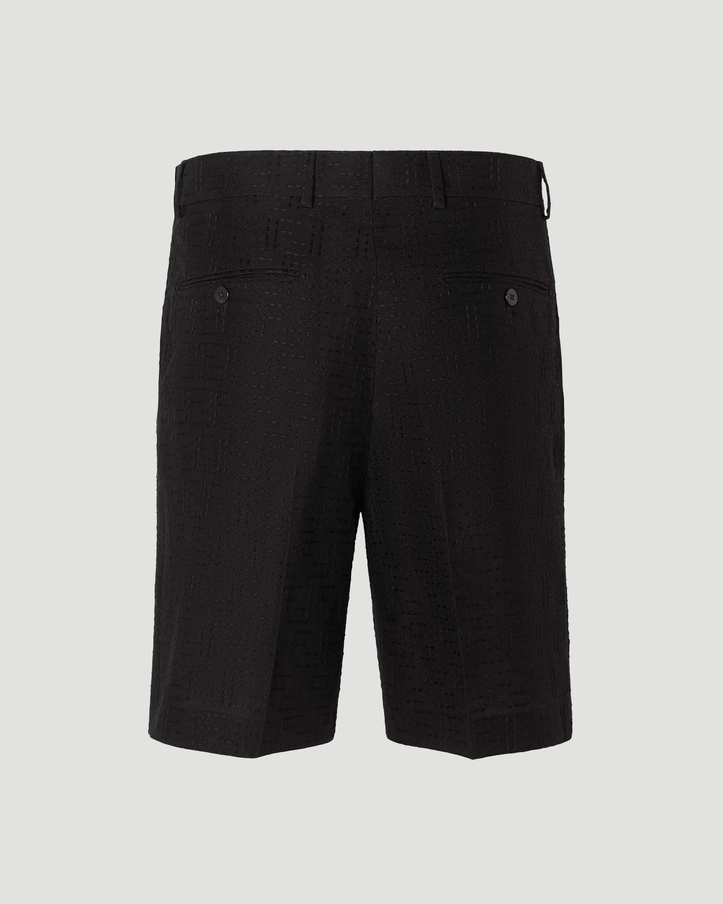 Linen Blend FF Jacquard Shorts in Black