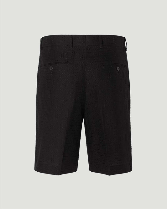 Linen Blend FF Jacquard Shorts in Black