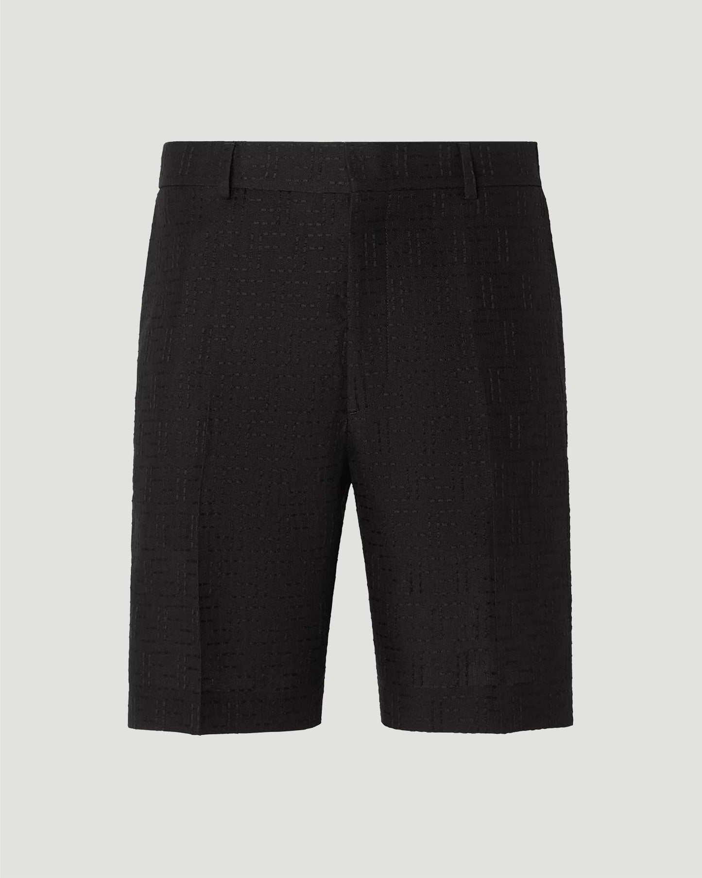 Linen Blend FF Jacquard Shorts in Black