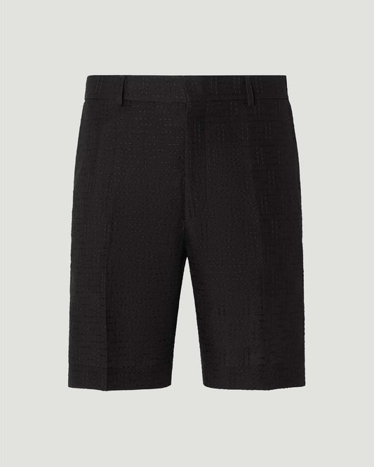 Linen Blend FF Jacquard Shorts in Black