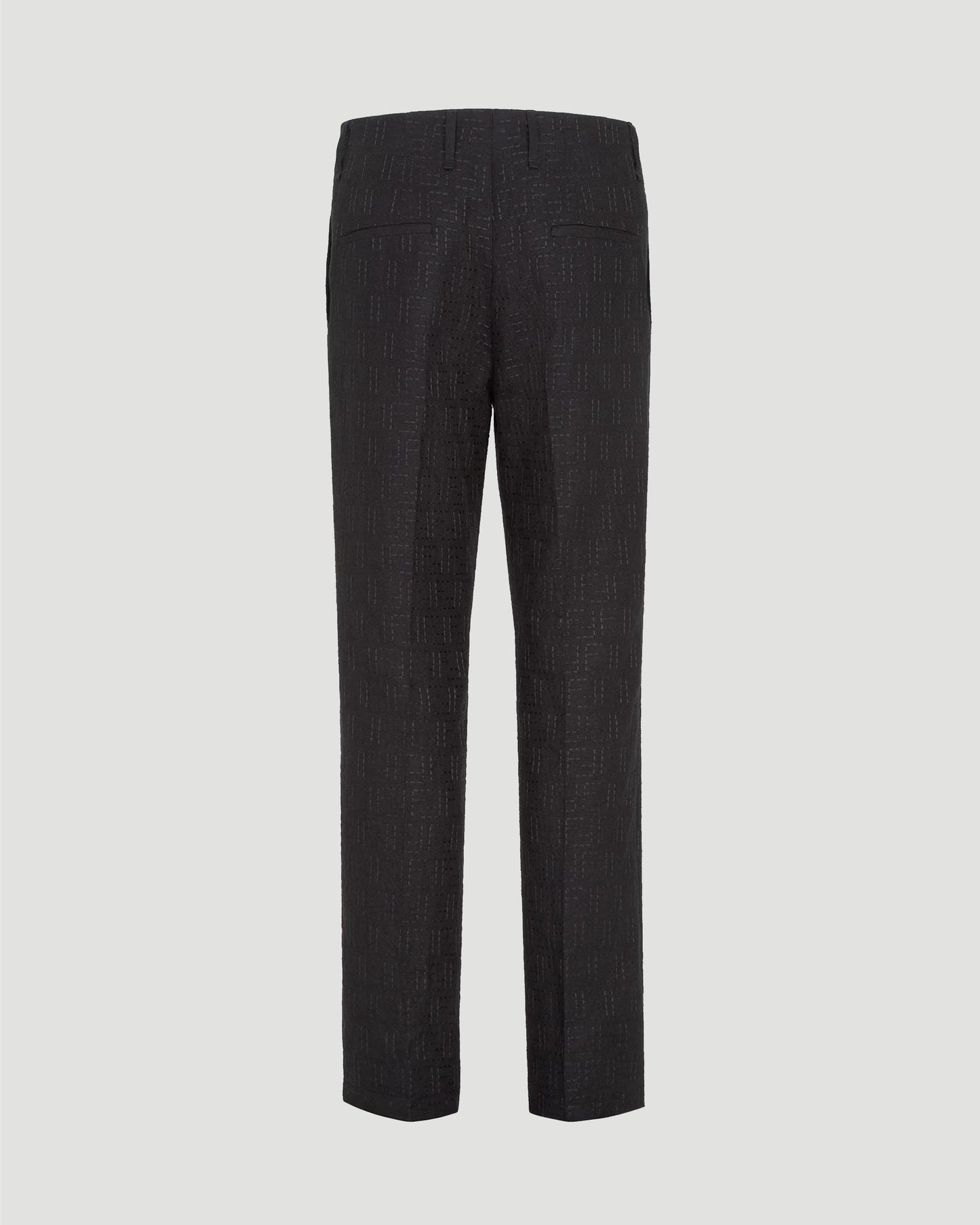Linen Blend FF Jacquard Trousers in Black