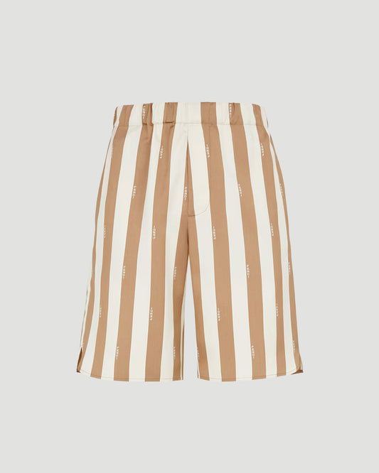 Short Trousers in Beige Pequin Silk