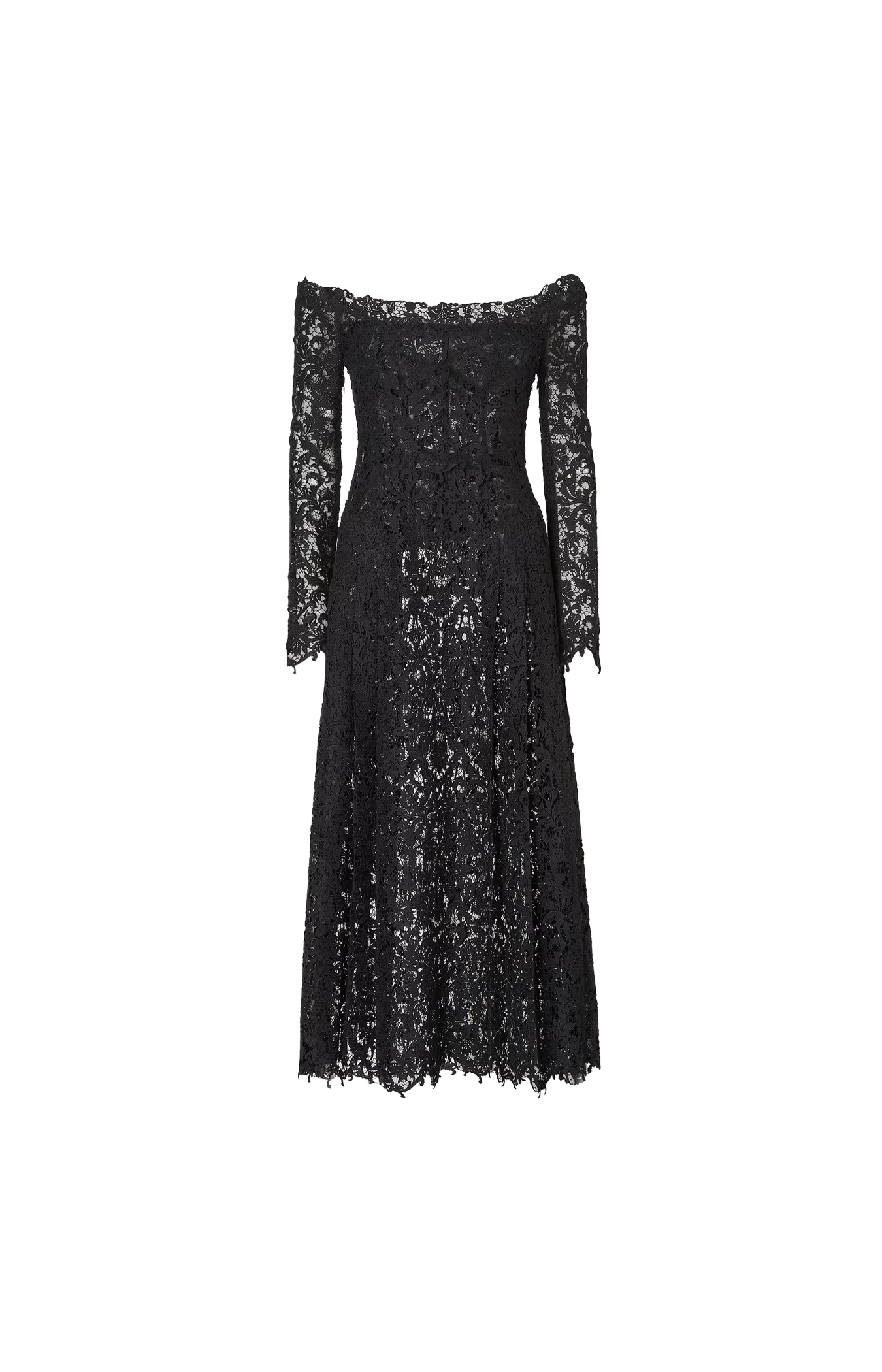 Macramé Lace Dress in Black