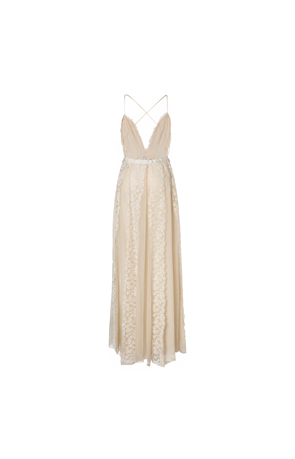 Fendi Chiffon and Peonia Lace Dress in Ivory — product photo 2