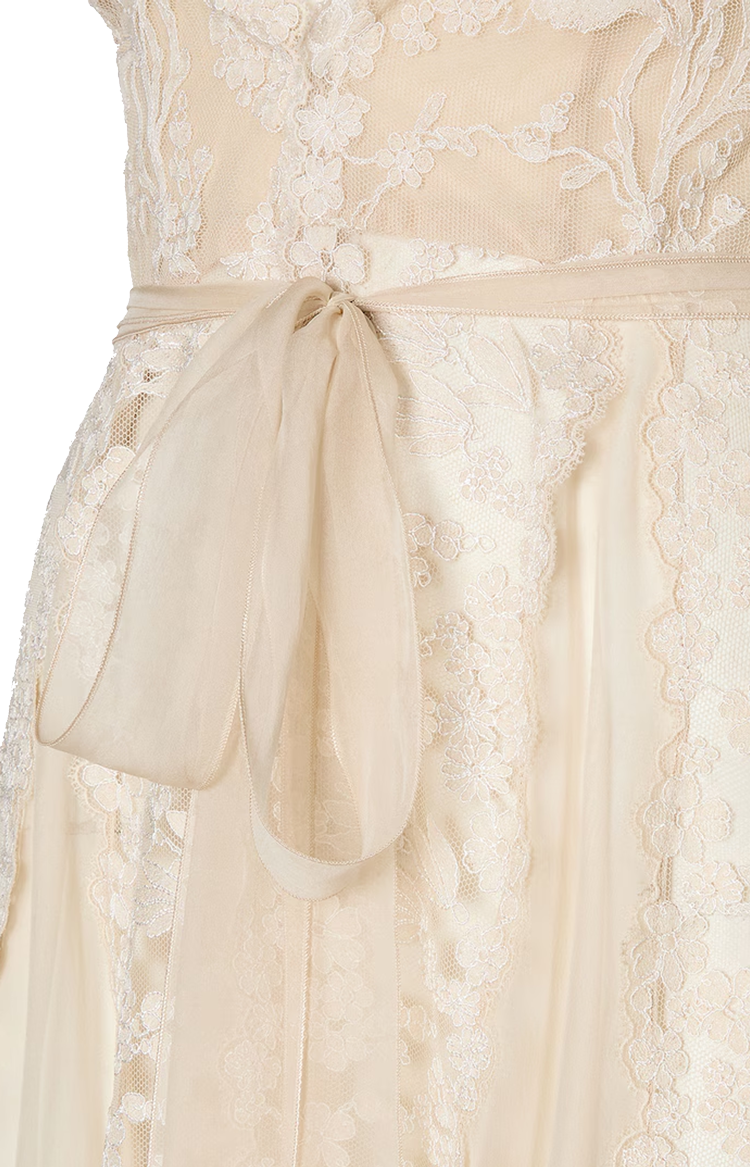 Fendi Chiffon and Peonia Lace Dress in Ivory — product photo 3