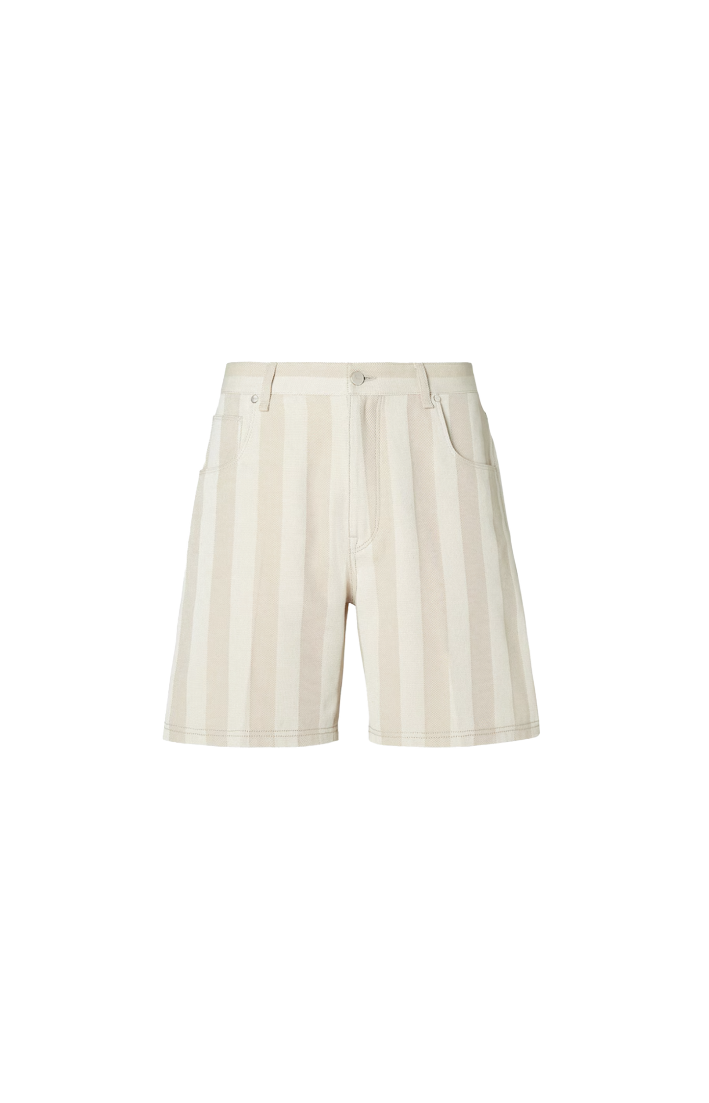 Beige Pequin Denim Shorts