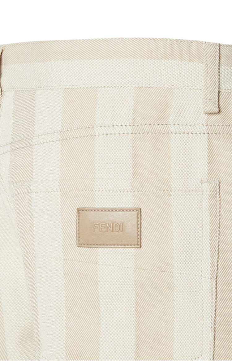 Beige Pequin Denim Shorts