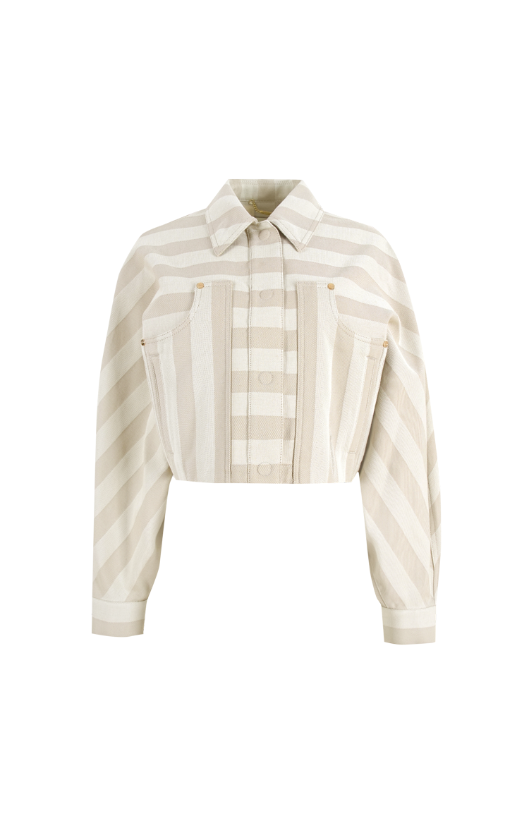 Beige Pequin Denim Jacket