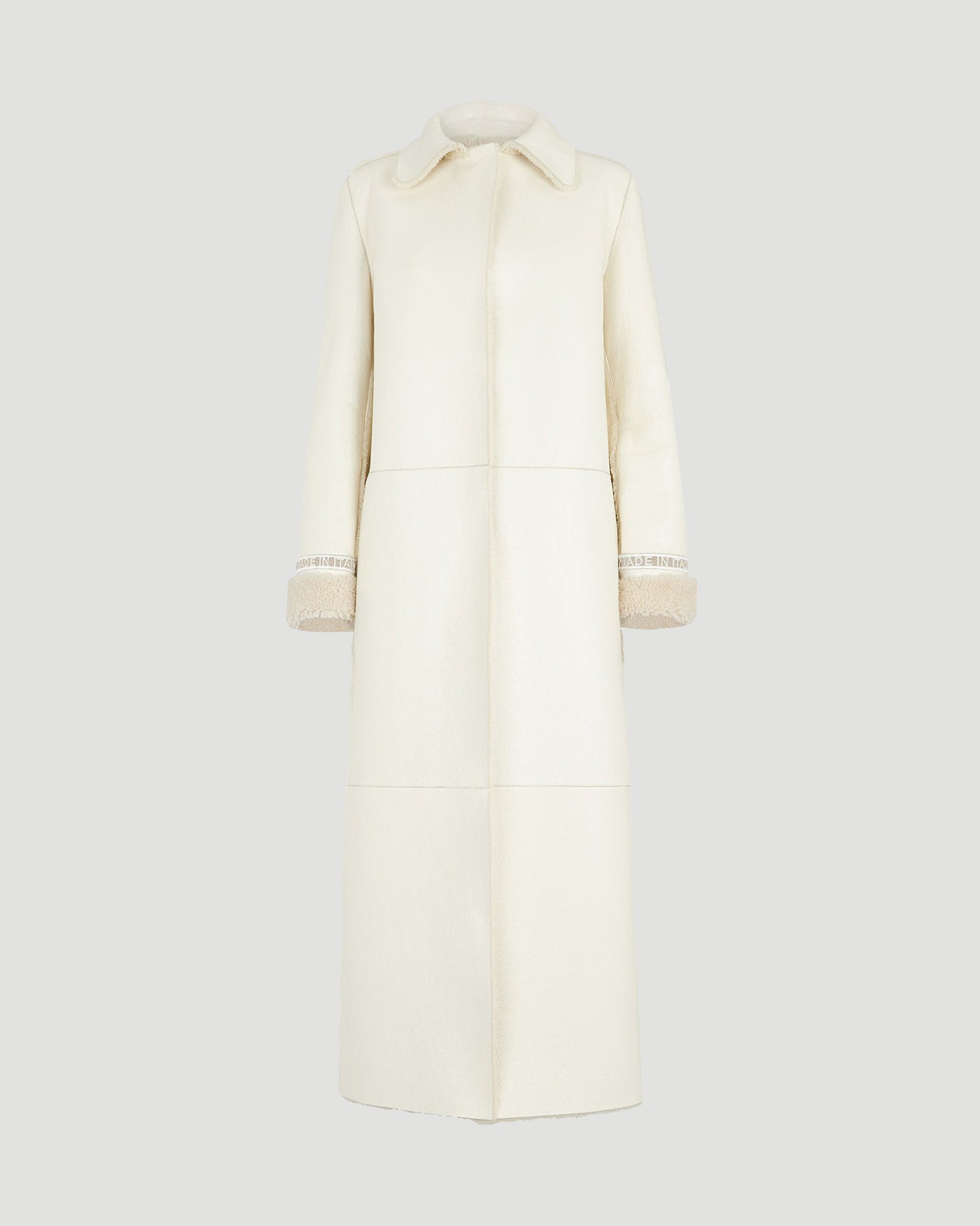 White leather and shearling coat