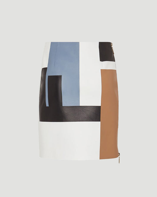 Multicolour leather mini skirt