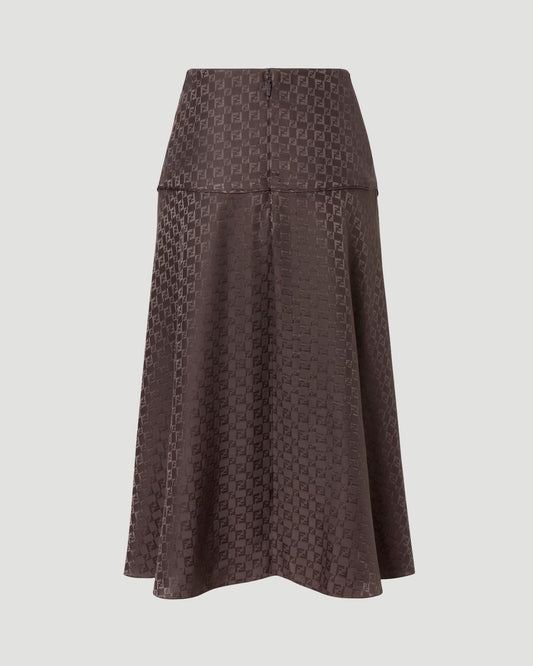 Skirt in Brown Jacquard FF Silk
