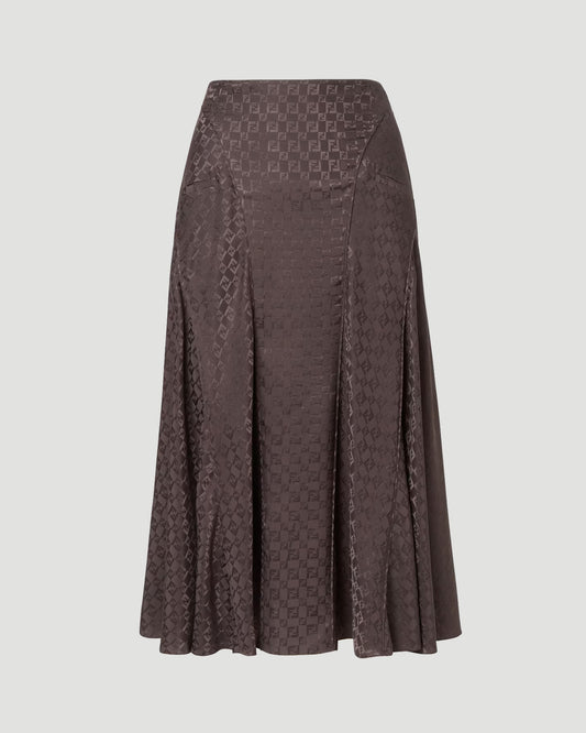 Skirt in Brown Jacquard FF Silk