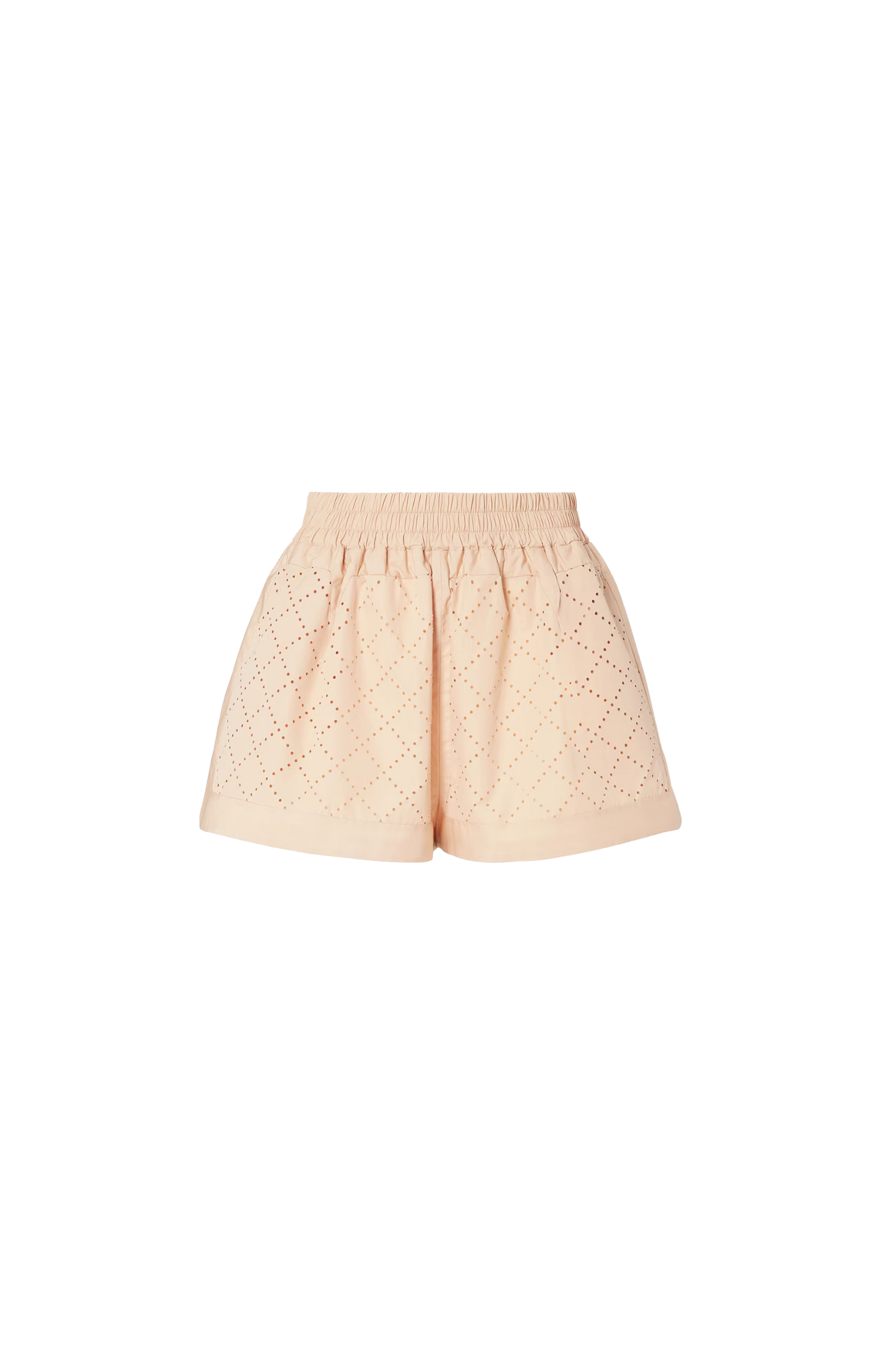 Beige Cotton Argyle Shorts