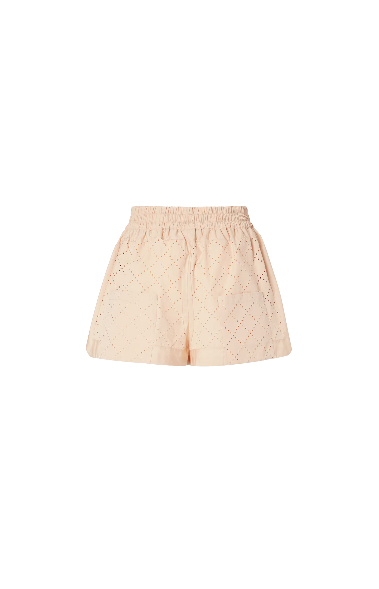 Beige Cotton Argyle Shorts
