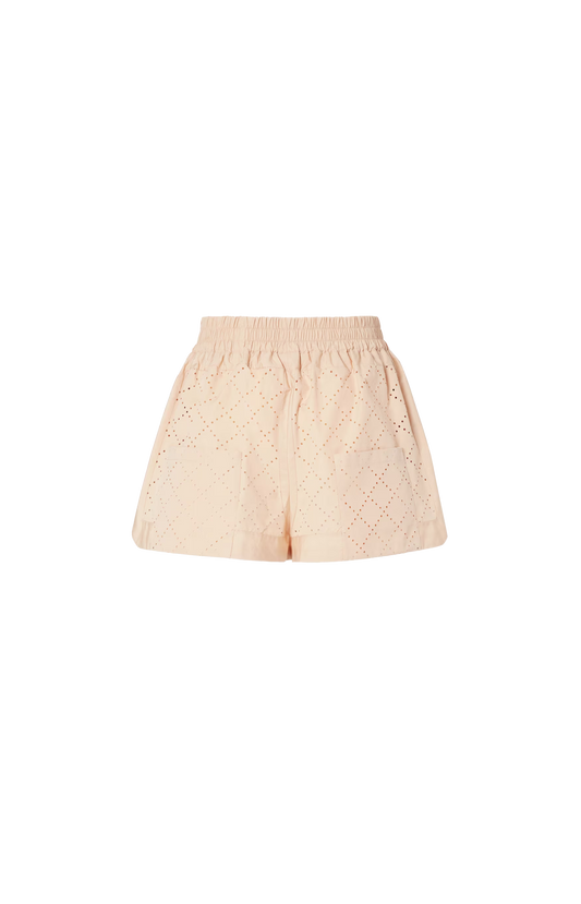 Beige Cotton Argyle Shorts